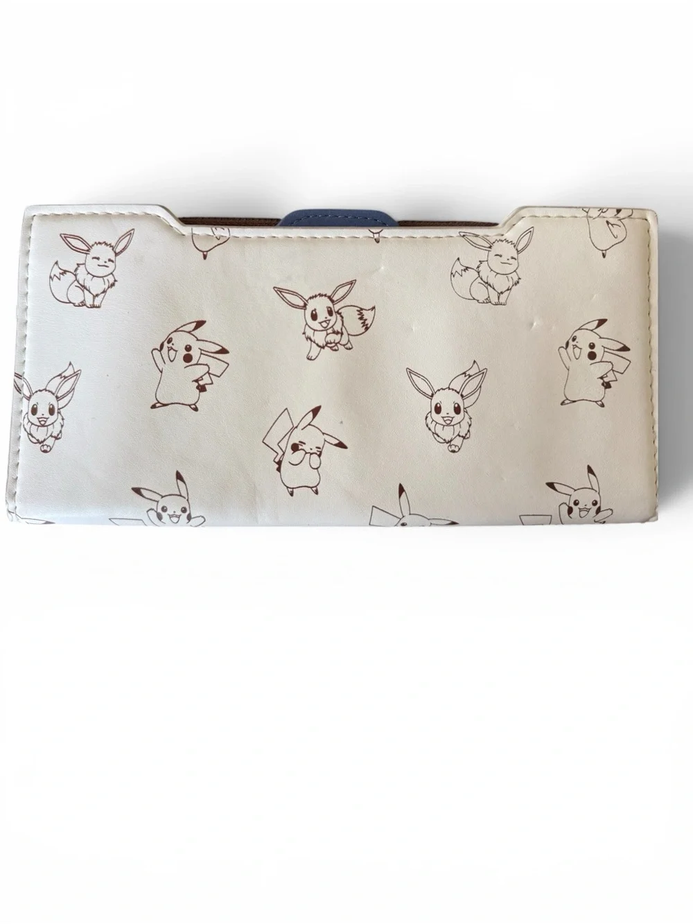 Loungefly Cream Pikachu & Eevee Sketch Zip Wallet with Blue Logo Plaque